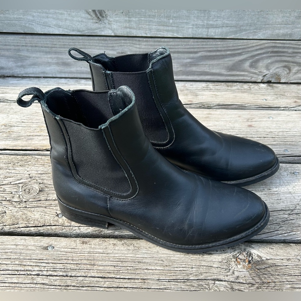 Thursday Boot Co 8.5 Black Handmade Leather Pull On Duchess Chelsea Ankle Boots